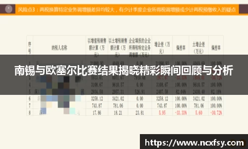 南锡与欧塞尔比赛结果揭晓精彩瞬间回顾与分析